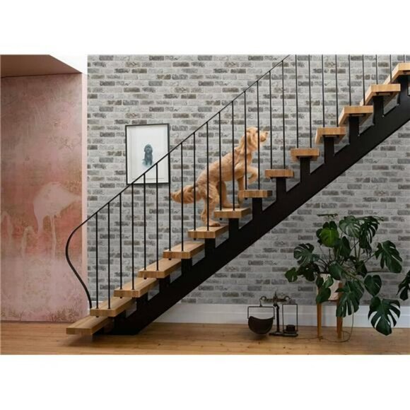 Guvana Peel and Stick Brick Wallpaper 3D Textured Grey Brown Removable Roll - Picture 6 of 7